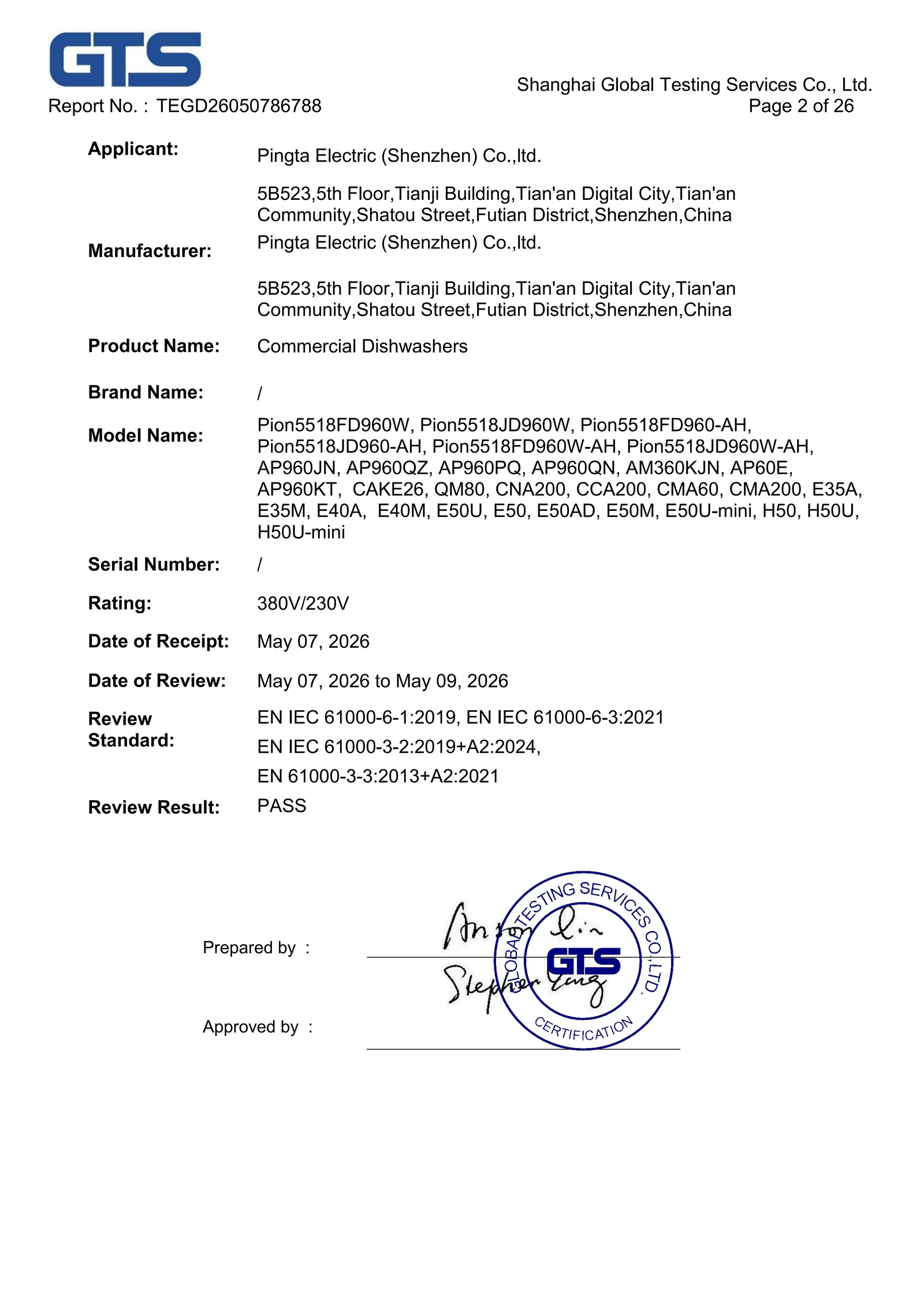 CE TEGD Certificate